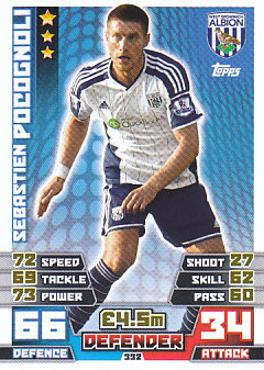 Sebastien Pocognoli West Bromwich Albion 2014/15 Topps Match Attax #332